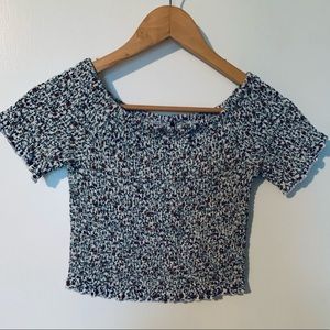 Shirred Floral Midrise Top